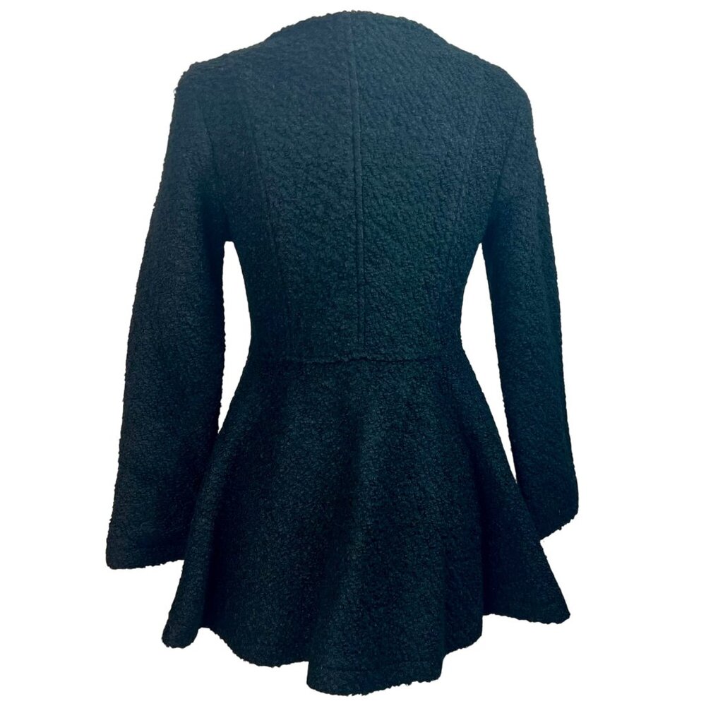 VTG Peplum Boucle’ Wool Blazer Size S Asymmetrical Collar Zip Front Boutique - Picture 4 of 8